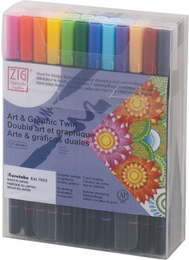 Zig Art & Graphic Twin Marker Brush Pen Çift Uçlu Çizim Kalemi Seti 48 Renk - 1