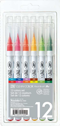 Zig Clean Color Real Brush Fırça Uçlu Marker Kalem Seti 12 Renk - 1