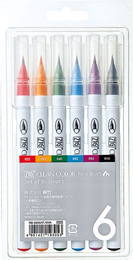 Zig Clean Color Real Brush Fırça Uçlu Marker Kalem Seti 6 Renk - 1